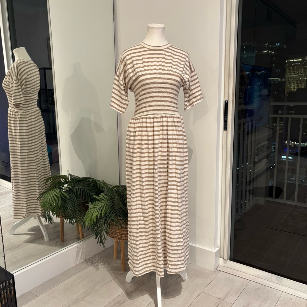 ASOS Beige and White Striped Maxi Dress
